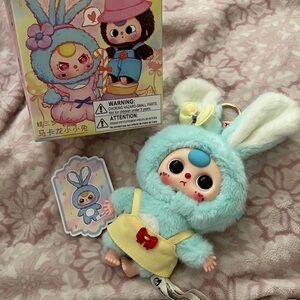BB3 BABY THREE Blind box Cute Bunny Plush Keychain Doll - Aqua & Yellow
